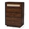 Baxton Studio Jenibelle Classic Walnut Brown Wood 5-Drawer Chest with Rattan Drawer 242-13508-ZORO - alternate 6